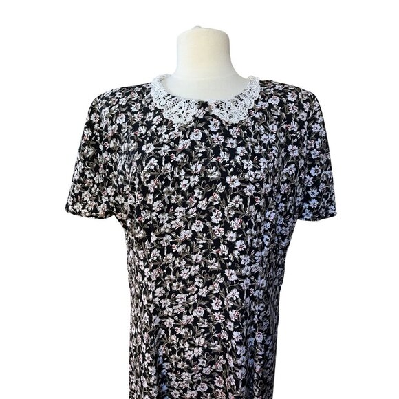 Vintage 1980s Breli Originals Floral Maxi Dress With Lace Collar 14 Cottagecore - Picture 4 of 9
